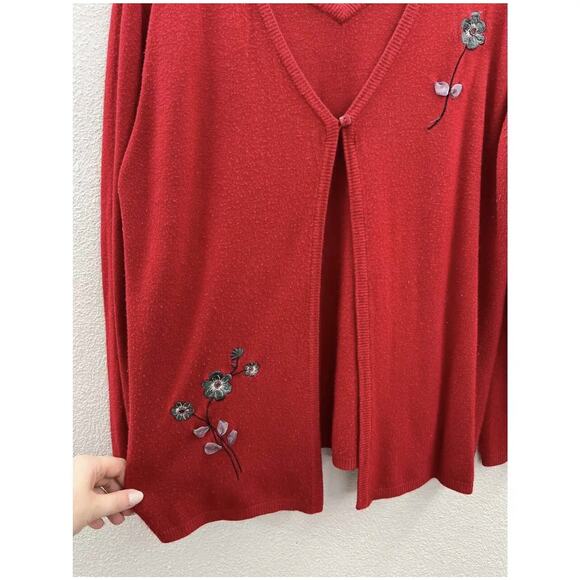 Womens Cricket Lane Collection Shirt Size Large Red Long Sleeve Sweater Built in - Picture 3 of 12